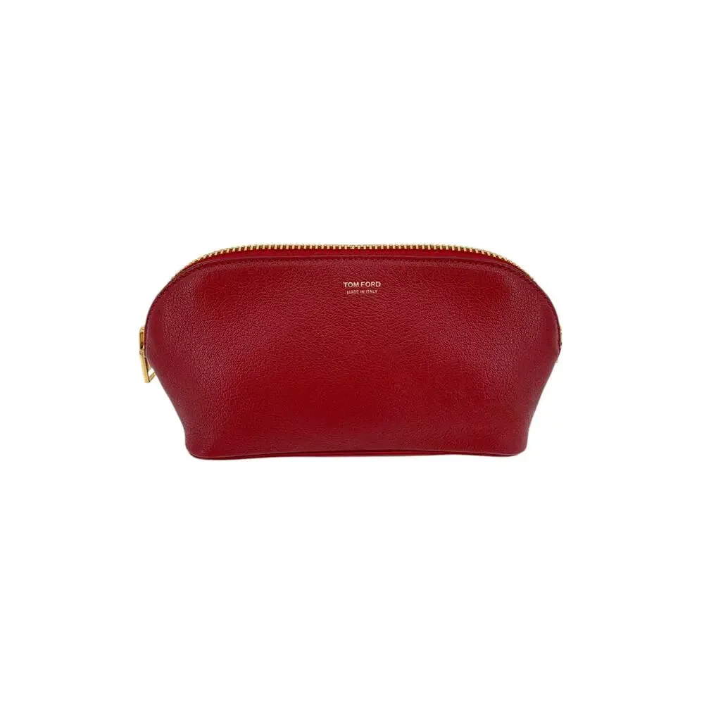 TOM FORD Leather Cosmetic Case Pouch Bag in Red